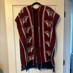 Bohemian Maroon and Navy Fringe Vest